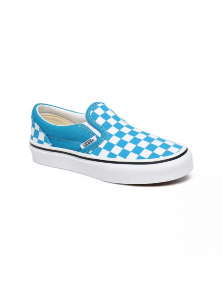 Vans Checkboard Classic Slip-On Women's Shoes Caribbean Sea/True White  ( VN0A4UH8W3V)