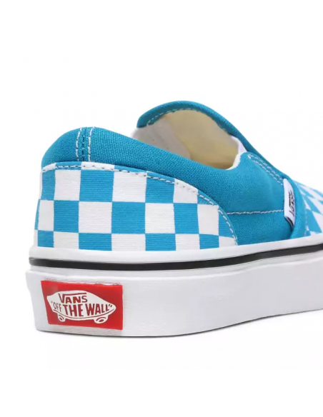 Vans Checkboard Classic Slip-On Women's Shoes Caribbean Sea/True White  ( VN0A4UH8W3V)