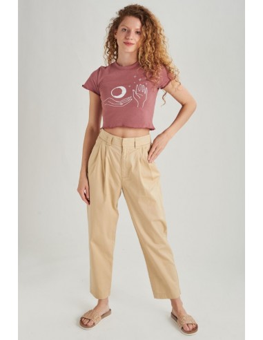 24COLOURS Women's Cotton Pants in Beige - 60522a
