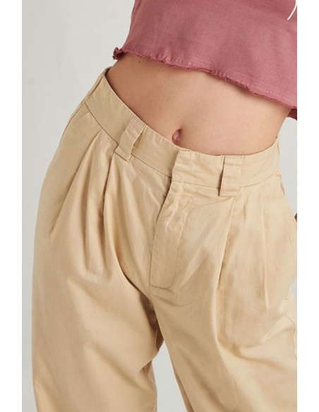 24 COLOURS Pants Beige Cotton - 60522a