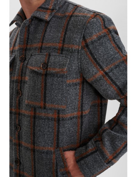 Anerkjendt Akbastian Check Jacket in Granit Grey Mel - 900252