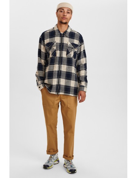 Anerkjendt Akkarsten Heavy Check Overshirt in Sky Captain - 900409