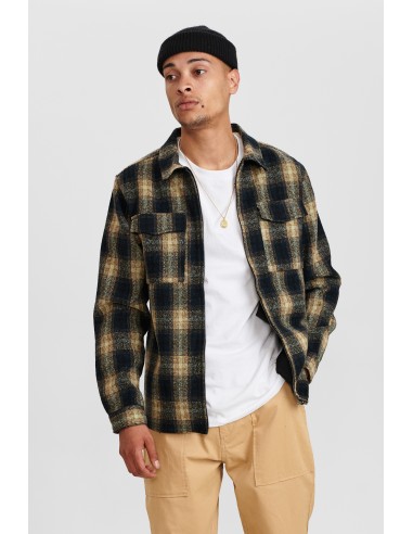 Anerkjendt Akhanky Wool Check Overshirt in Slate Black - 900246