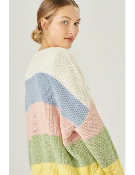 Γυναικεία Πλεκτή Μπλούζα Ριγέ 24COLOURS - 40835