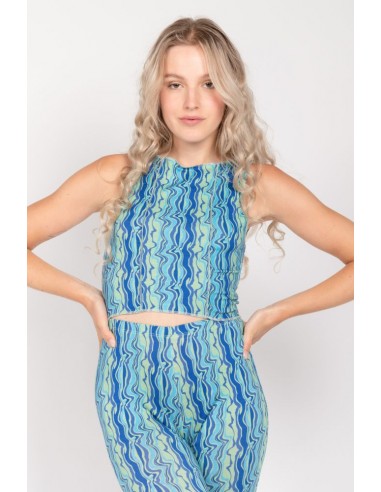 24 COLOURS Illusion Crop Top Turquoise - 11746c