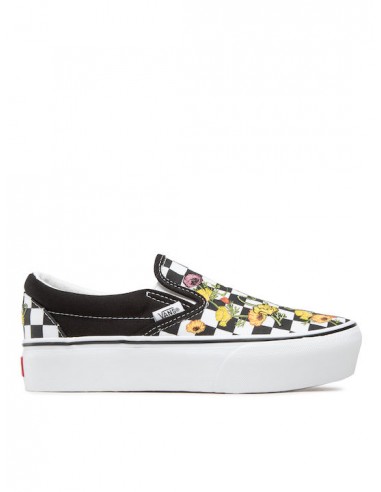 Vans Classic Slip-On Platform Poppy Checkerboard Black - VN0A5KXIBML