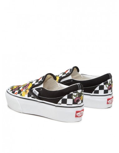 Vans Classic Slip-On Platform Poppy Checkerboard Black - VN0A5KXIBML