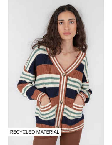 24 Colours Striped Cardigan in Brown - 40928b