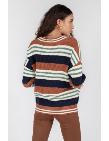 24 Colours Striped Cardigan in Brown... 24 Colours Striped Cardigan in Brown...