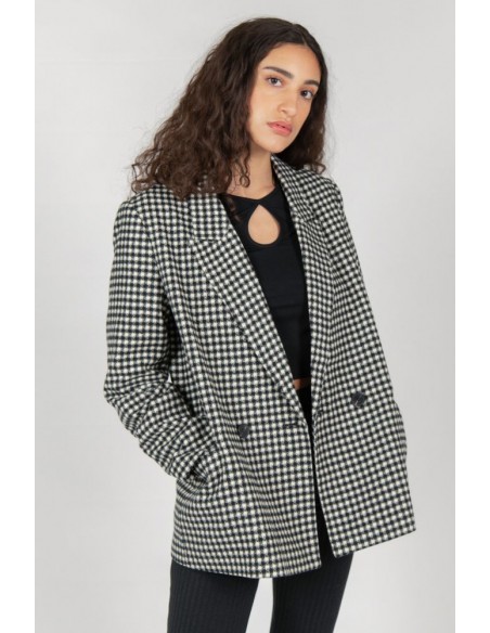 24 Colours Check Blazer in Black/White - 90388