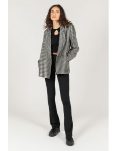 24 Colours Check Blazer in Black/White - 90388