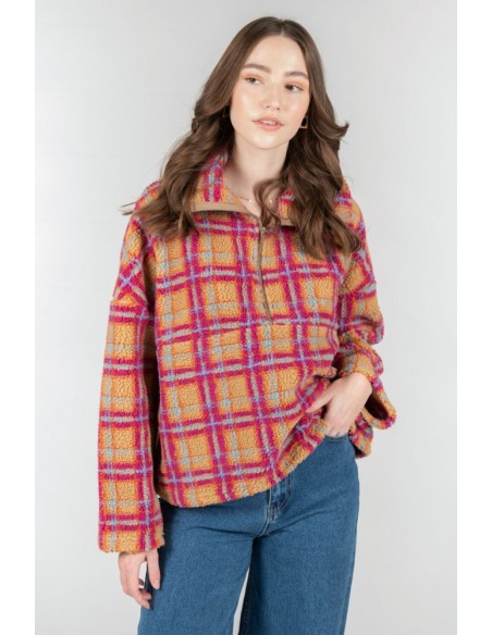 copy of 24 Colours Teddy Checked Shirt in Beige - 50721a