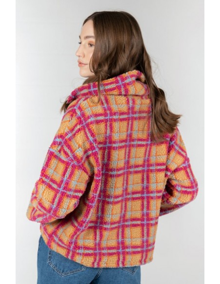 copy of 24 Colours Teddy Checked Shirt in Beige - 50721a