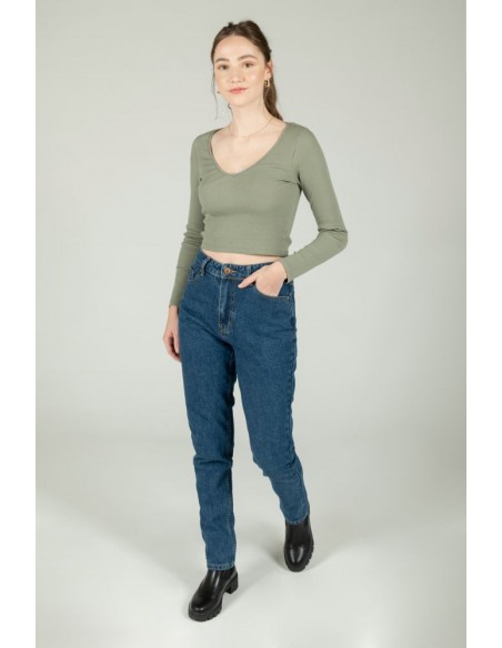 24 Colours Slim Mom Blue Jeans - WET FLOOR High Waist Mom - NOS21