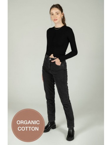 24 Colours Slim Mom Black Jeans - WET FLOOR High Waist Mom - NOS20