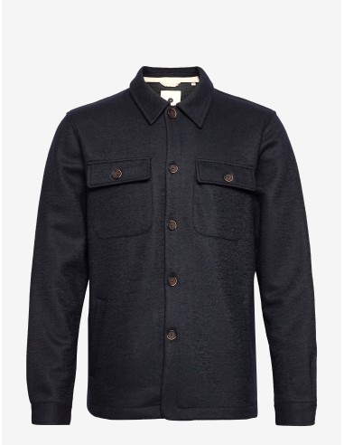 Anerkjendt Aklion Boiled Wool Overshirt in Dark Navy