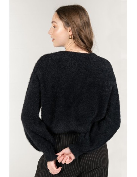 24 COLOURS Cardigan Velvet Black - 40920b