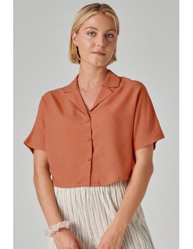 24 Colours Cropped Shirt in Rust - 30328a