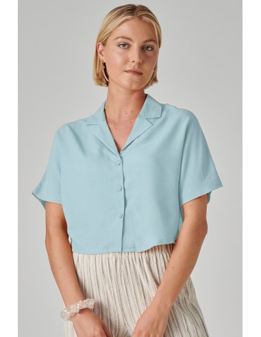 24 Colours Cropped Shirt in Light Blue - 30328b