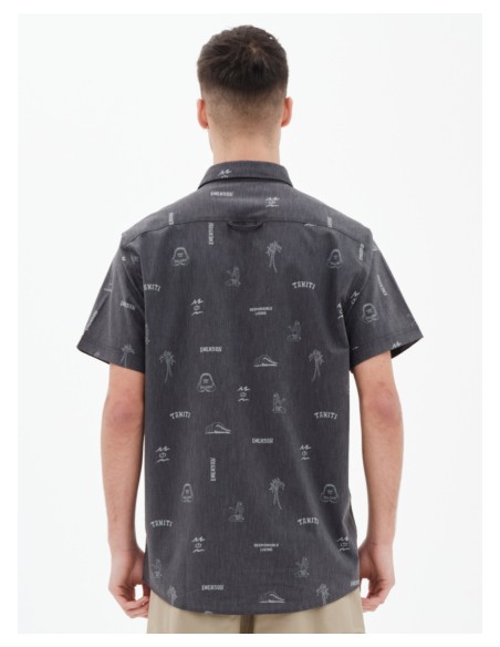 EMERSON ΑΝΔΡΙΚΟ ΕΛΑΣΤΙΚΟ ΚΟΝΤΟΜΑΝΙΚΟ ΠΟΥΚΑΜΙΣΟ ΜΕ ΤΡΟΠΙΚΟ ΜΟΤΙΒΟ OFF BLACK -221.EM61.03