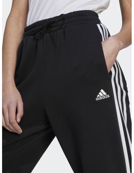 adidas Essentials 3-Stripes Open Hem Fleece Pants - Black-HZ5748