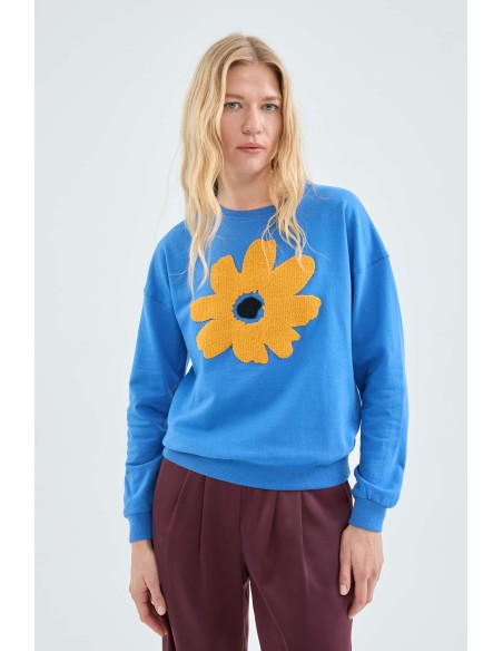 Compania Fantastica Fleece with Flower Print Sweatshirt- 33C/42021