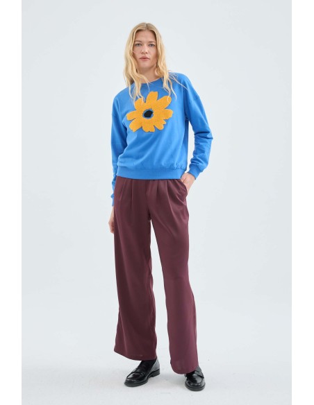 Compania Fantastica Fleece with Flower Print Sweatshirt- 33C/42021