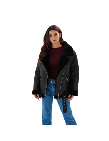 24 Colours Faux Fur Biker Jacket-90434