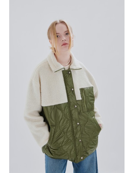 24 COLOURS Jacket Olive With Beige Sleeves -90429