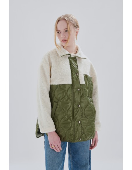 24 COLOURS Jacket Olive With Beige Sleeves -90429