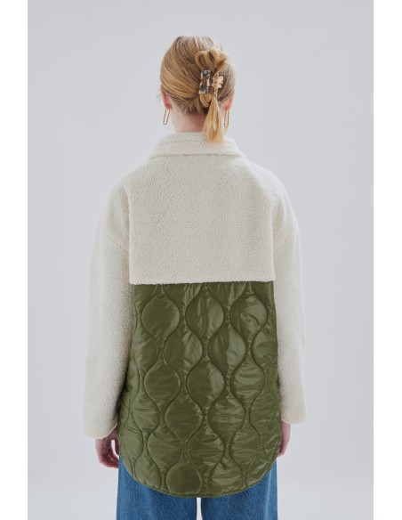 24 COLOURS Jacket Olive With Beige Sleeves -90429