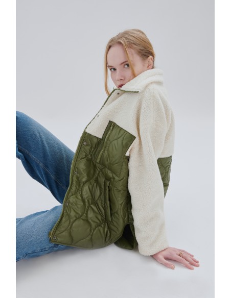 24 COLOURS Jacket Olive With Beige Sleeves -90429