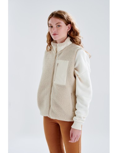 24COLOURS Creme Teddy Vest -90416a