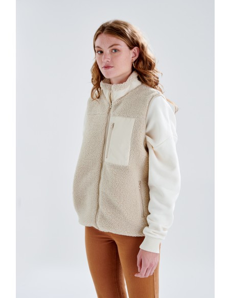 24COLOURS Creme Teddy Vest -90416a