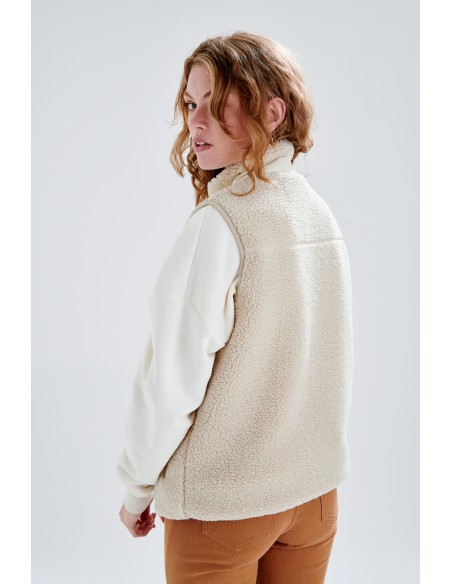 24COLOURS Creme Teddy Vest -90416a