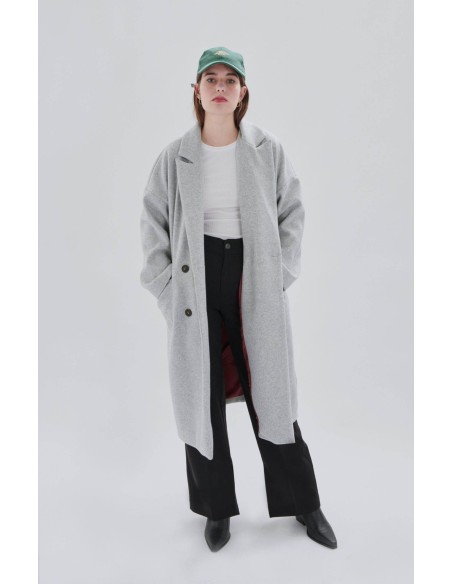 24 Colours Coat Long Oversized Grey -90411