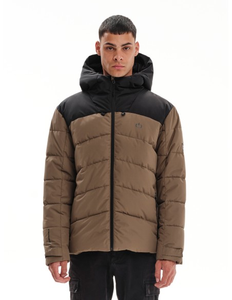 EMERSON ΜΠΟΥΦΑΝ PUFFER ΜΕ ΚΟΥΚΟΥΛΑ CAMEL/BLACK- 232.EM10.15