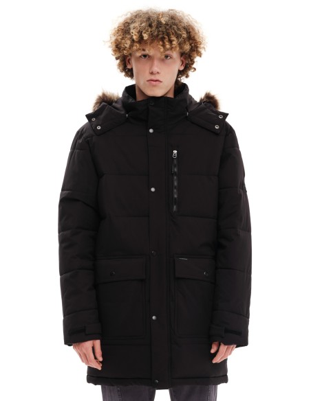 EMERSON ΜΠΟΥΦΑΝ ΜΑΚΡΥ PUFFER ΜΕ ΚΟΥΚΟΥΛΑ BLACK -  232.EM10.68