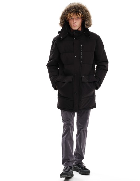 EMERSON ΜΠΟΥΦΑΝ ΜΑΚΡΥ PUFFER ΜΕ ΚΟΥΚΟΥΛΑ BLACK -  232.EM10.68