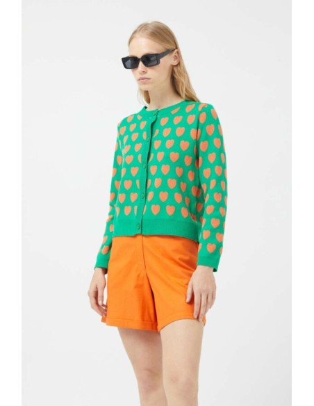 Compania Fantastica Cardigan Πλεκτή Ζακέτα Καρδιές Πράσινο - 41C/10306