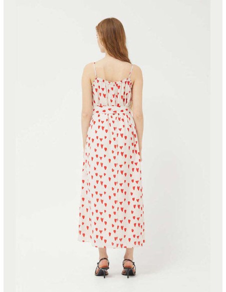 Compania Fantastica Φόρεμα Maxi Heart Print With Stripes  Beige -  41C/11037