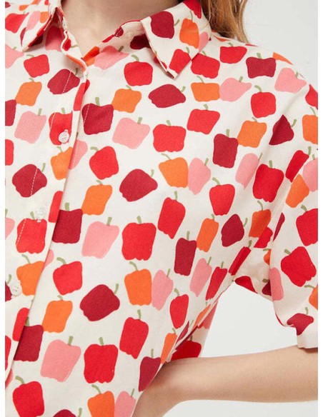 Compania Fantastica Κοντομάνικο Γυναικείο Πουκάμισο - 41C/11057