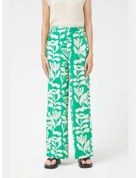 Compania Fantastica Γυναικείο Ψηλόμεσο Υφασμάτινο Παντελόνι με Λάστιχο Πράσινο - 41C/43007