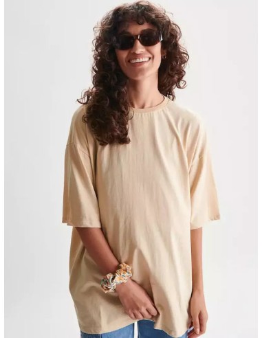 24 Colours Oversized Plain Γυναικείο T-shirt Beige - 12124a