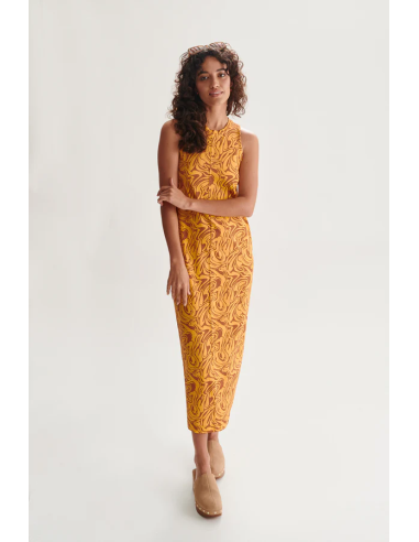 24 Colours Γυναικείο Φόρεμα με πορτοκαλί σχέδιο - 21096b