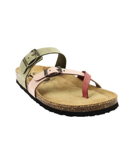 Plakton Eva NOBUCK Flatforms Aragosta/Nocciola/Oliva Sandals - 181032-ArOlNo