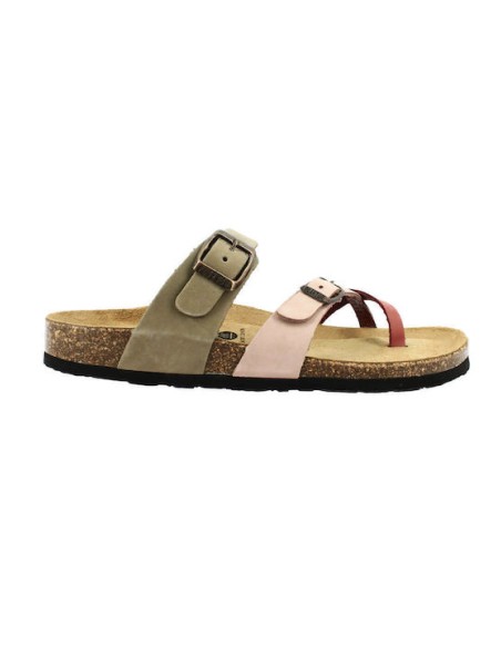 Plakton Eva NOBUCK Flatforms Aragosta/Nocciola/Oliva Sandals - 181032-ArOlNo