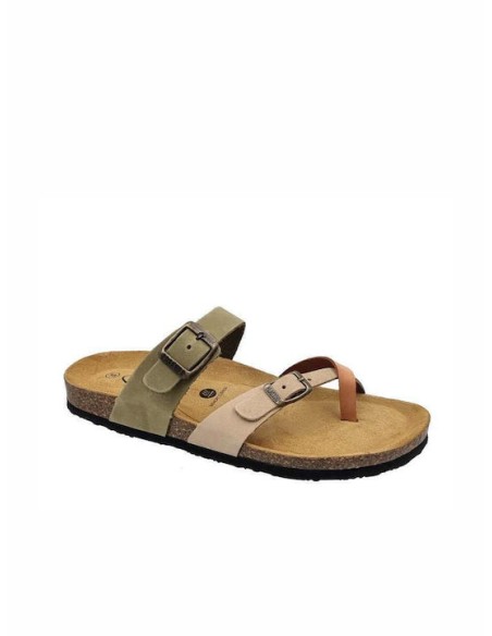 Plakton Eva NOBUCK Flatforms Aragosta/Nocciola/Oliva Sandals - 181032-ArOlNo