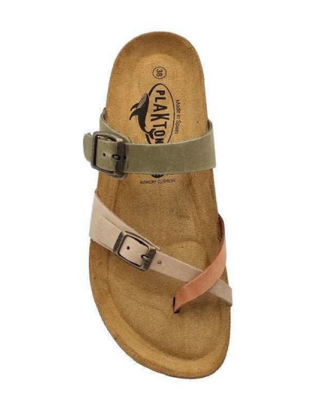 Plakton Eva NOBUCK Flatforms Aragosta/Nocciola/Oliva Sandals - 181032-ArOlNo