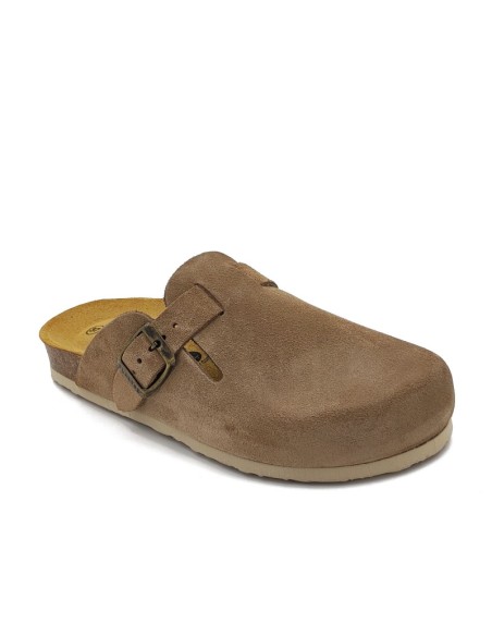 Plakton Eva AFELPADO Tan 104 Suede Clogs - 181539-tan